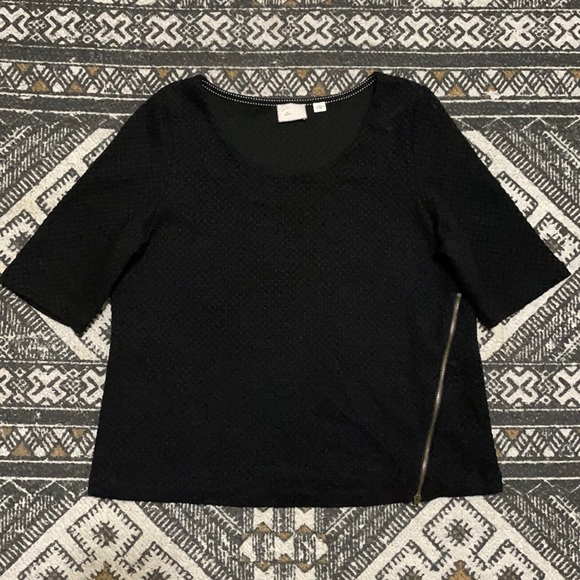Anthropologie postage stamp zip up top navy